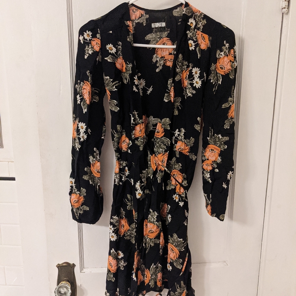 Reformation Leslie Mini Dress in Midnight S